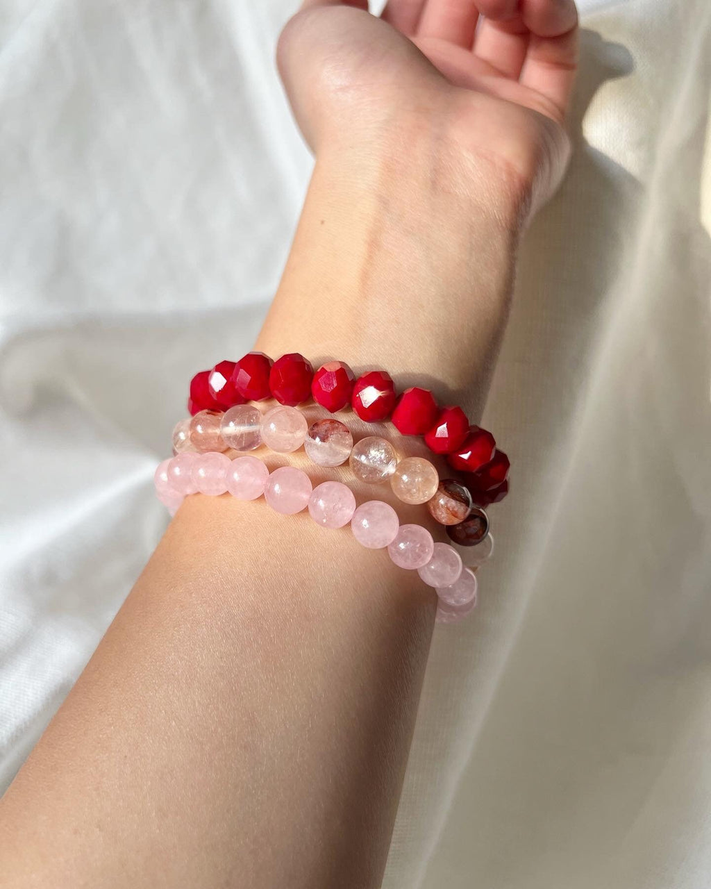 18K Gold Tiger Charm Bracelet, Rose Quartz, Red Coral, Lucky Gemstone Jewelry