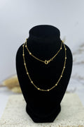 18K Solid Gold Station Necklace - K18 - 17.5 inches - Collarbone Necklace - Gift for Her - Birthday Gift for Her, Ideal Gift for Her