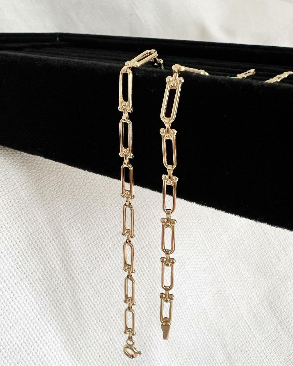 18K Solid Gold U-Link Bracelet, 3.5mm Delicate Chain, Minimalist Jewelry