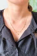 18K Solid Gold Double Strand Necklace with Heart Pendant, Dainty Layered Gold Necklace, Minimalist Jewelry, Gift for Her