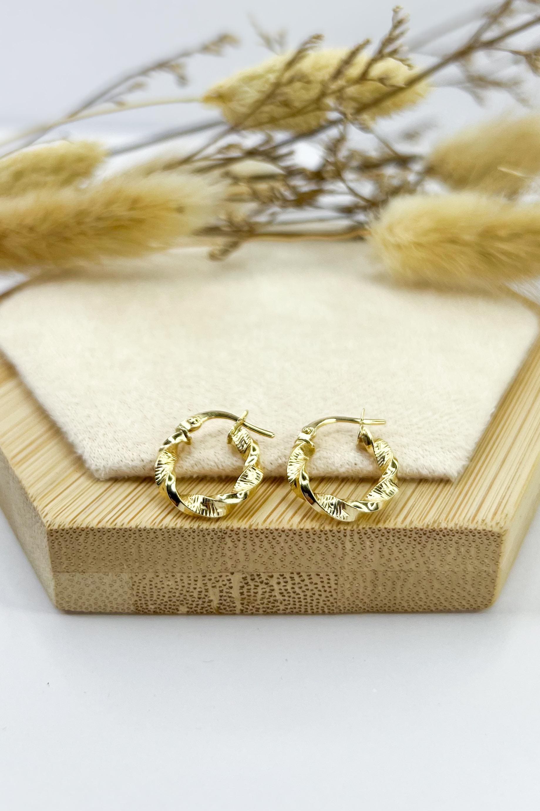 18k Solid Gold Twisted Earrings - 14mm - Unique - Bestseller Gift - Christmas Gift - Gift for Her - Birthday Gift