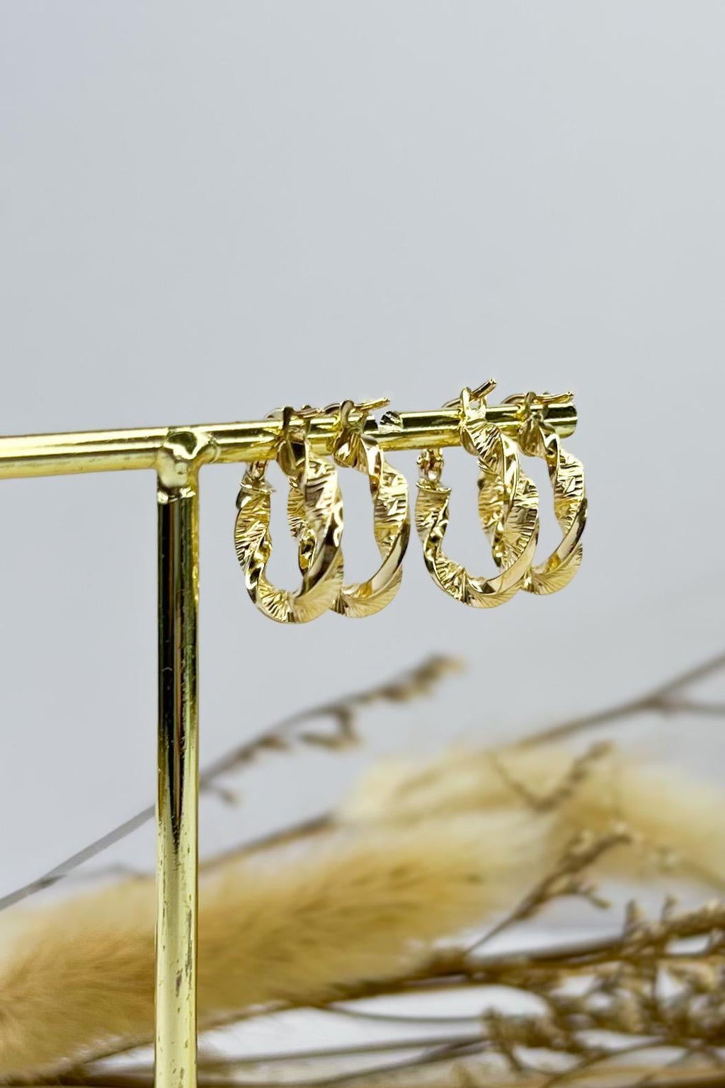 18k Solid Gold Twisted Earrings - 14mm - Unique - Bestseller Gift - Christmas Gift - Gift for Her - Birthday Gift