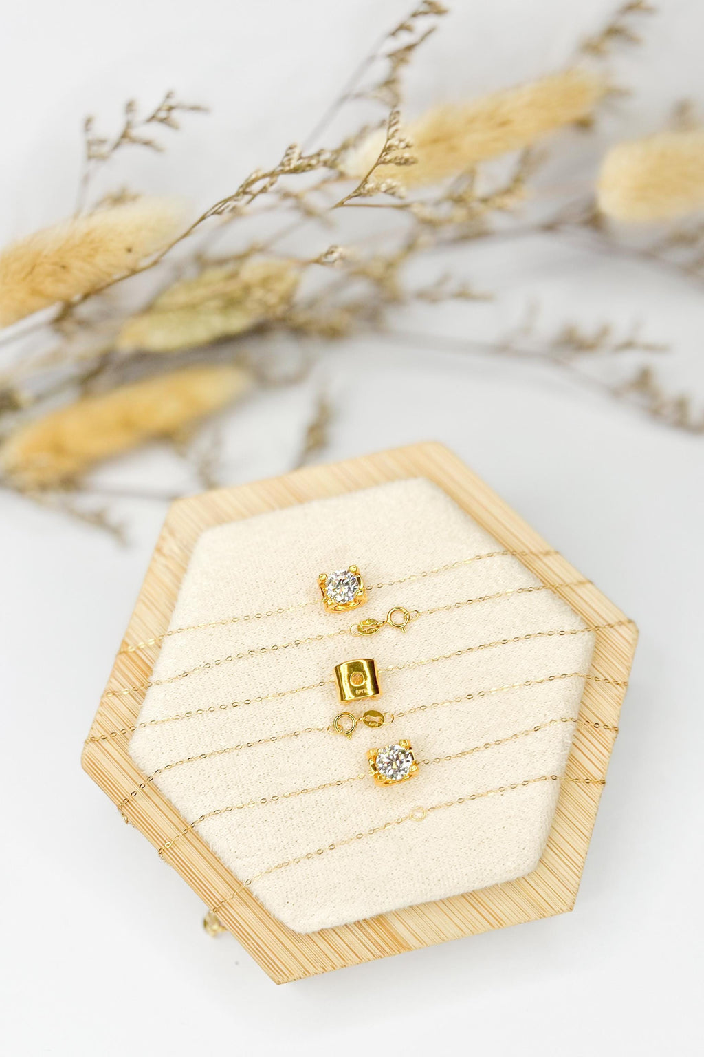 18K Solid Gold Brilliant Charm Necklace, Minimalist Dainty Chain (16-18")