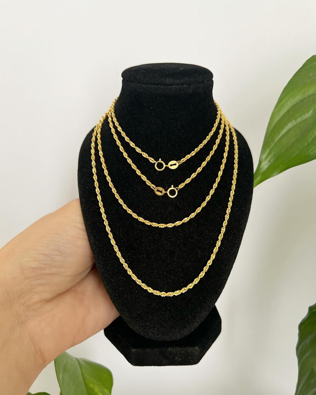 18K Solid Gold Twisted Rope Chain Necklace, 1.0-2.0mm, Minimalist Layering Jewelry