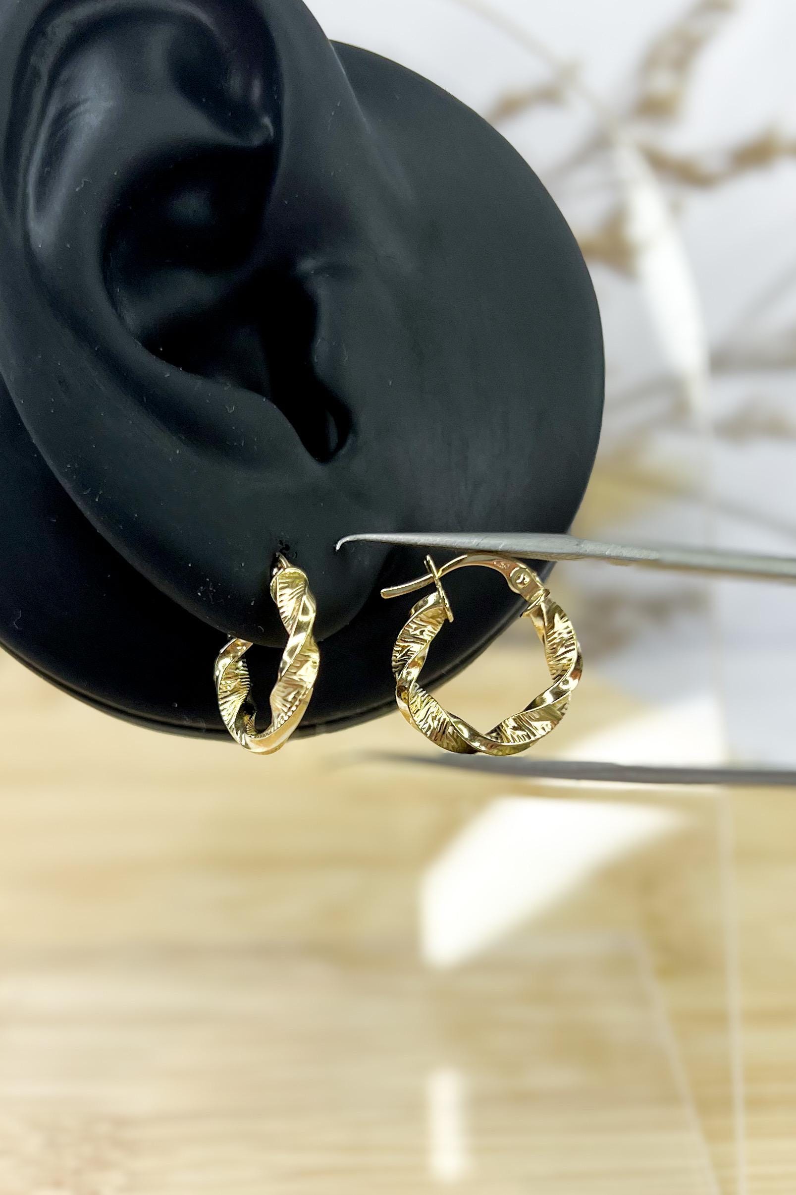 18k Solid Gold Twisted Earrings - 14mm - Unique - Bestseller Gift - Christmas Gift - Gift for Her - Birthday Gift