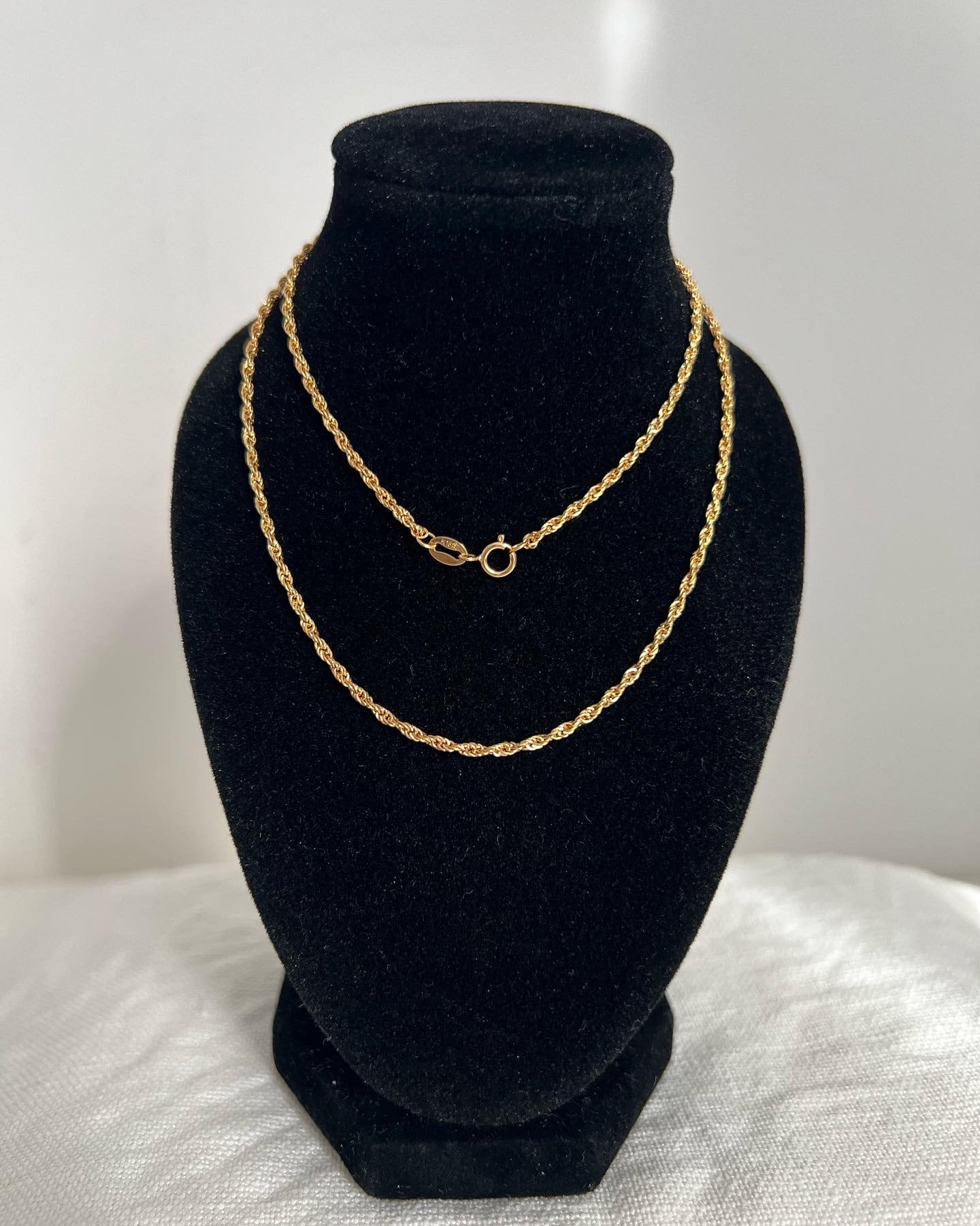 18K Solid Gold Twisted Rope Chain Necklace, 1.0-2.0mm, Minimalist Layering Jewelry