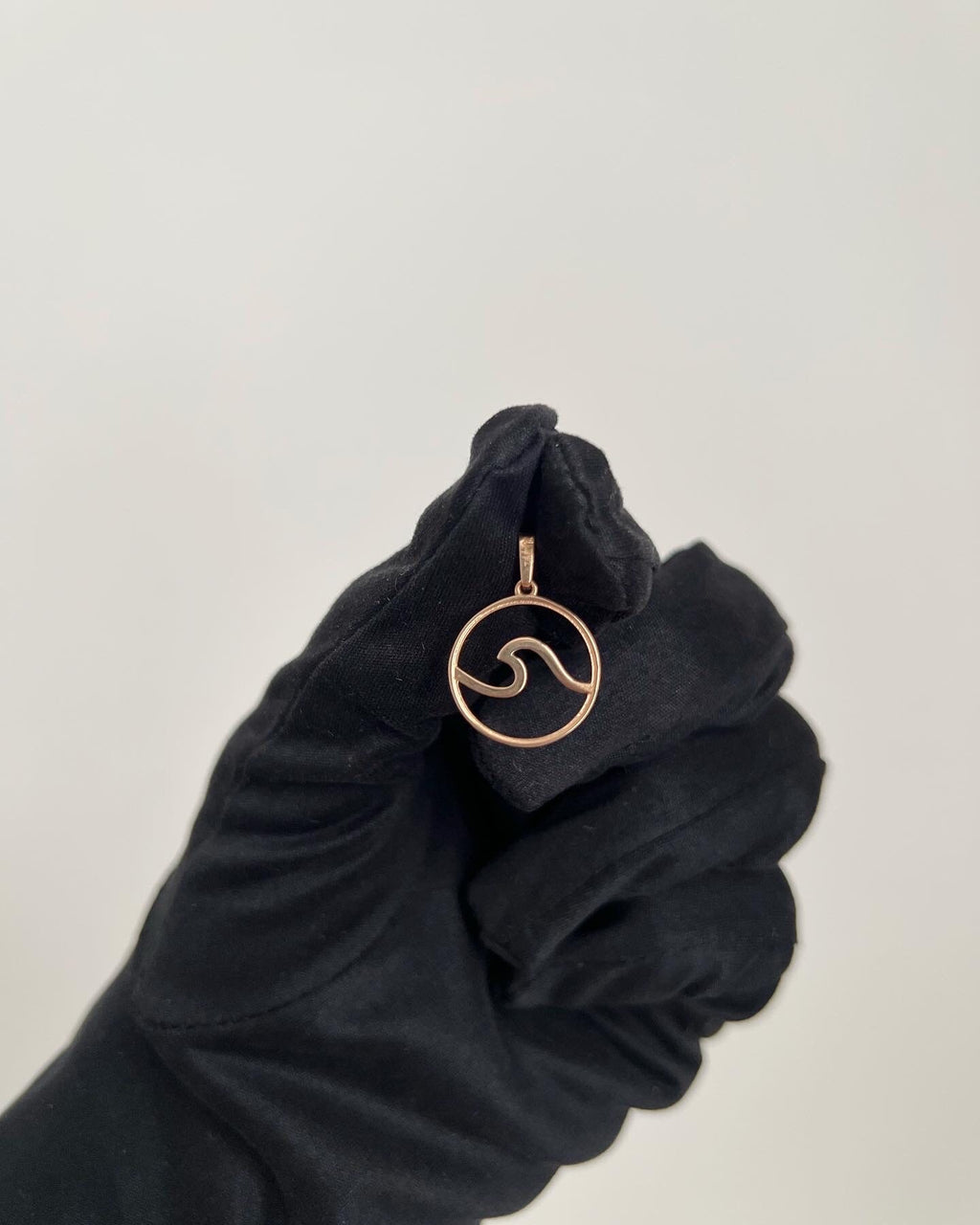 18K Solid Gold Wave Pendant Necklace, Minimalist Beach Jewelry, 15mm Dainty Charm