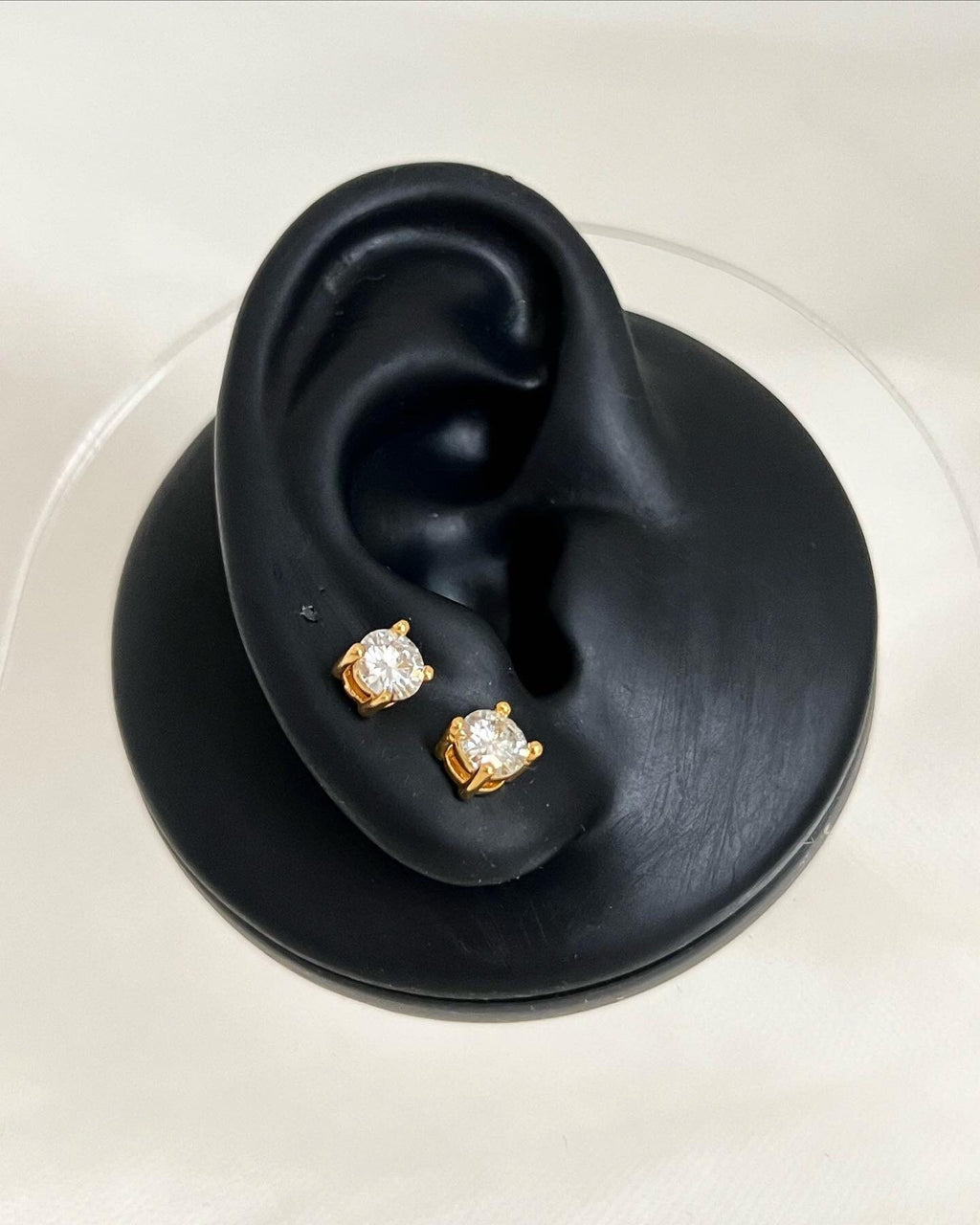 18K Solid Gold Moissanite Stud Earrings: 5MM Brilliant Cut