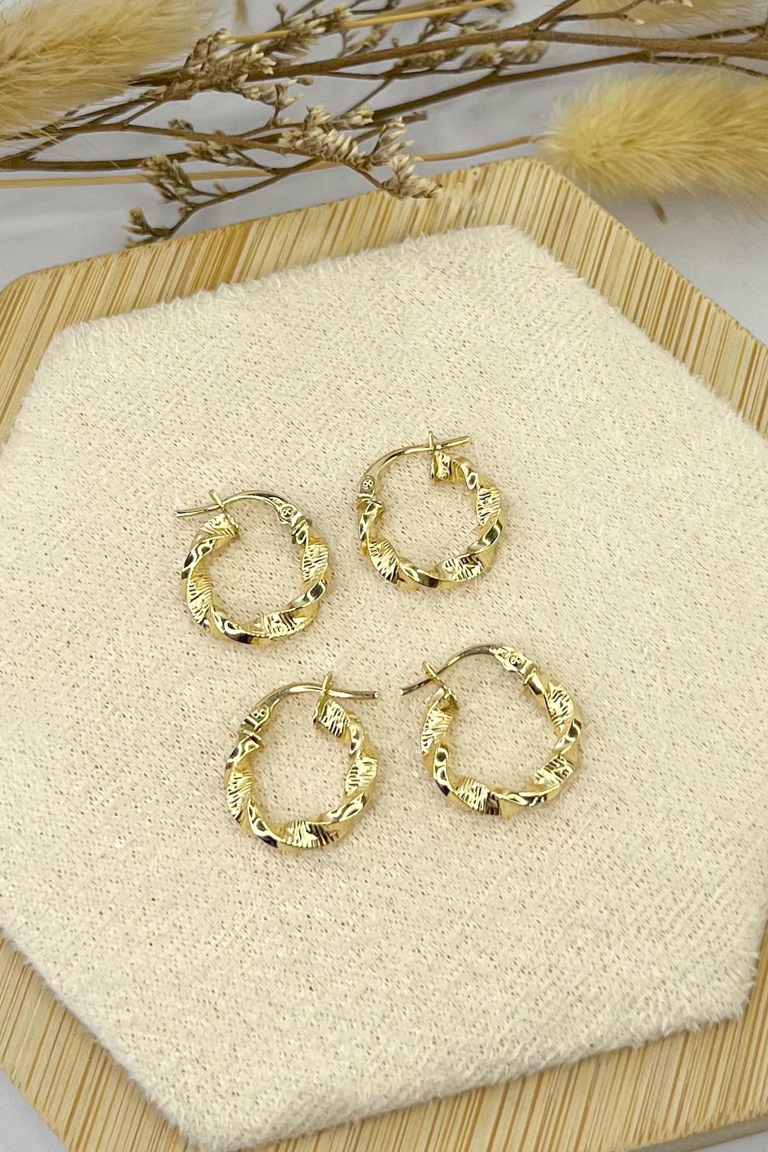 18k Solid Gold Twisted Earrings - 14mm - Unique - Bestseller Gift - Christmas Gift - Gift for Her - Birthday Gift