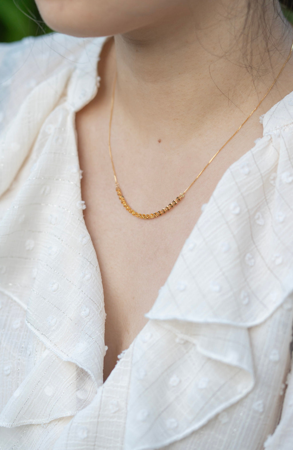 18K Solid Gold Wheat Necklace, Adjustable Gold Chain, Dainty Minimalist Necklace, Gift for Her