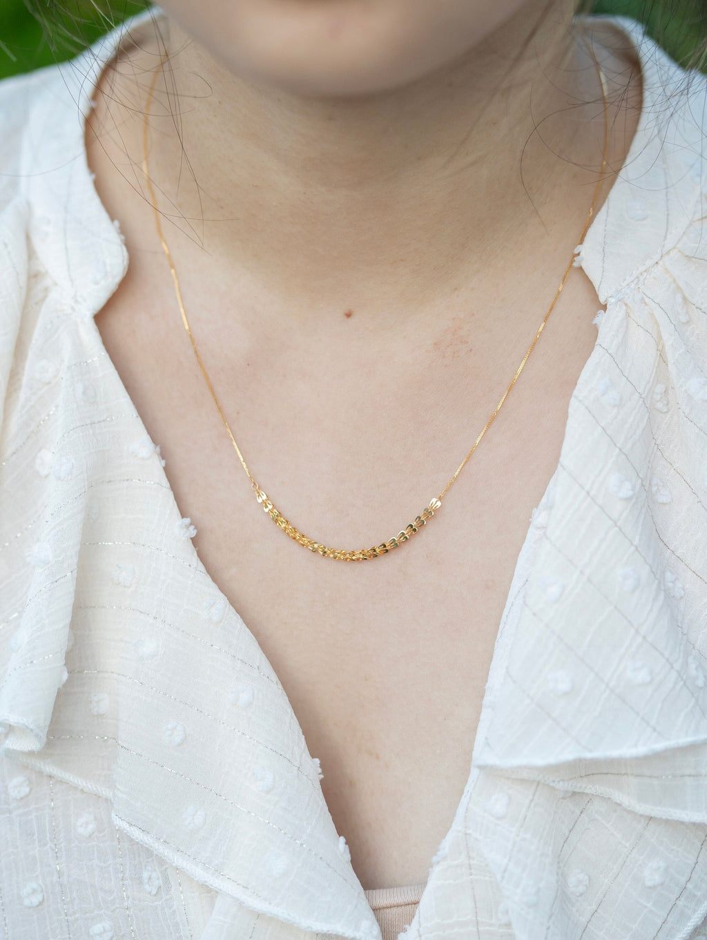 18K Solid Gold Wheat Necklace, Adjustable Gold Chain, Dainty Minimalist Necklace, Gift for Her