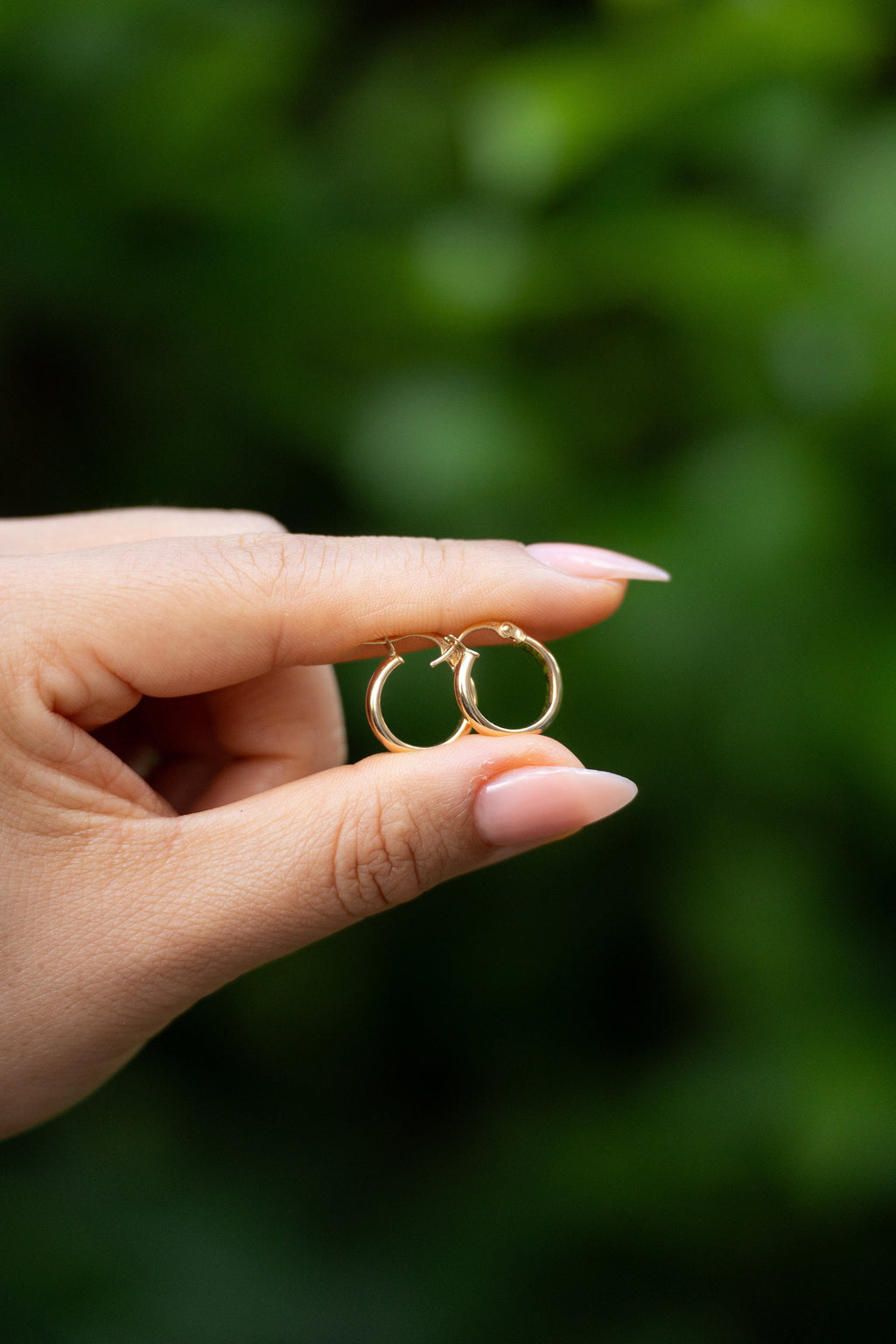18K Solid Gold Hoop Earrings 13mm, Dainty Minimalist Gold Hoops, Small Everyday Earrings, Gift for Her