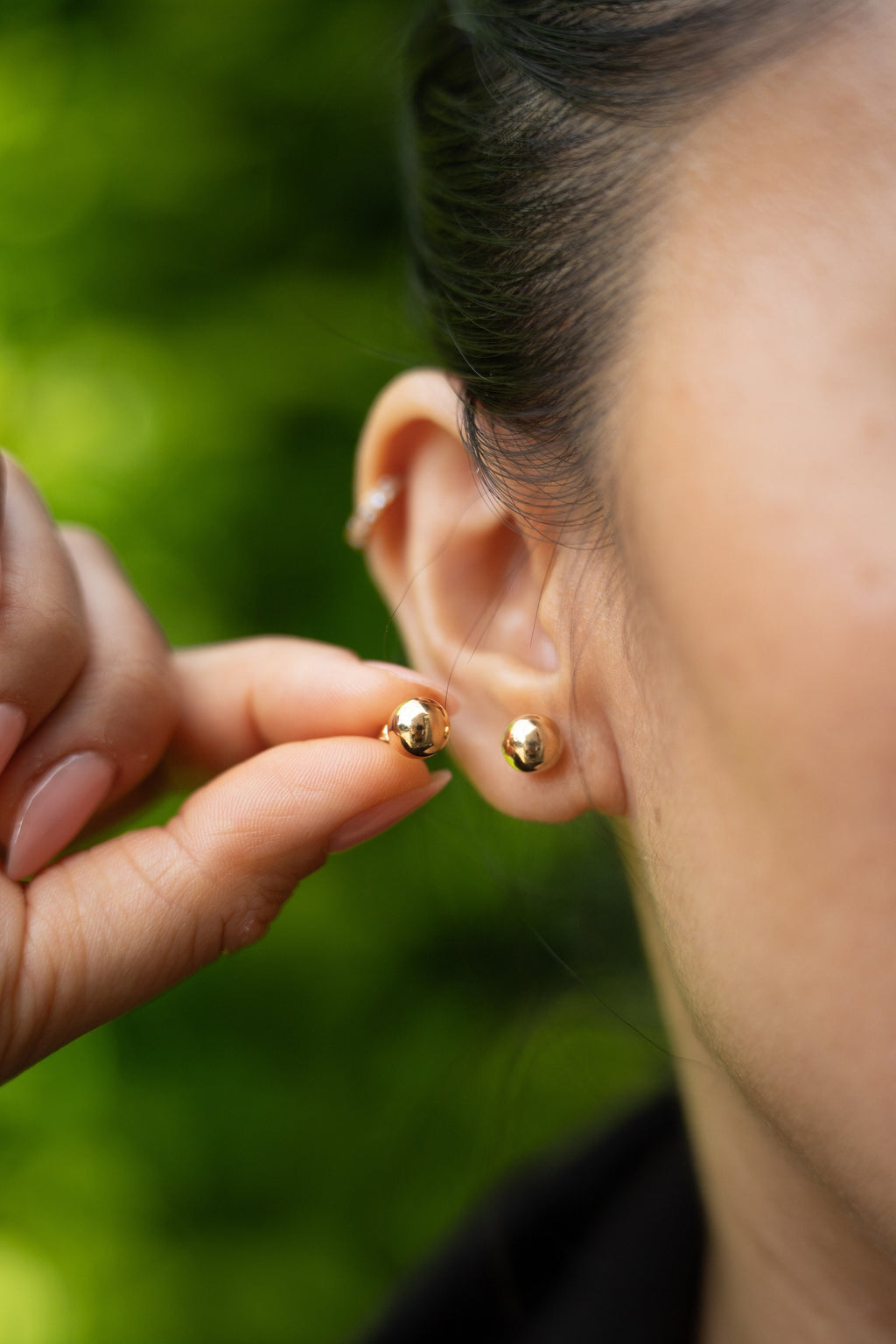 18K Solid Gold Ball Stud Earrings 7mm, Gold Sphere Studs, Dainty Minimalist Earrings, Everyday Jewelry, Gift for Her