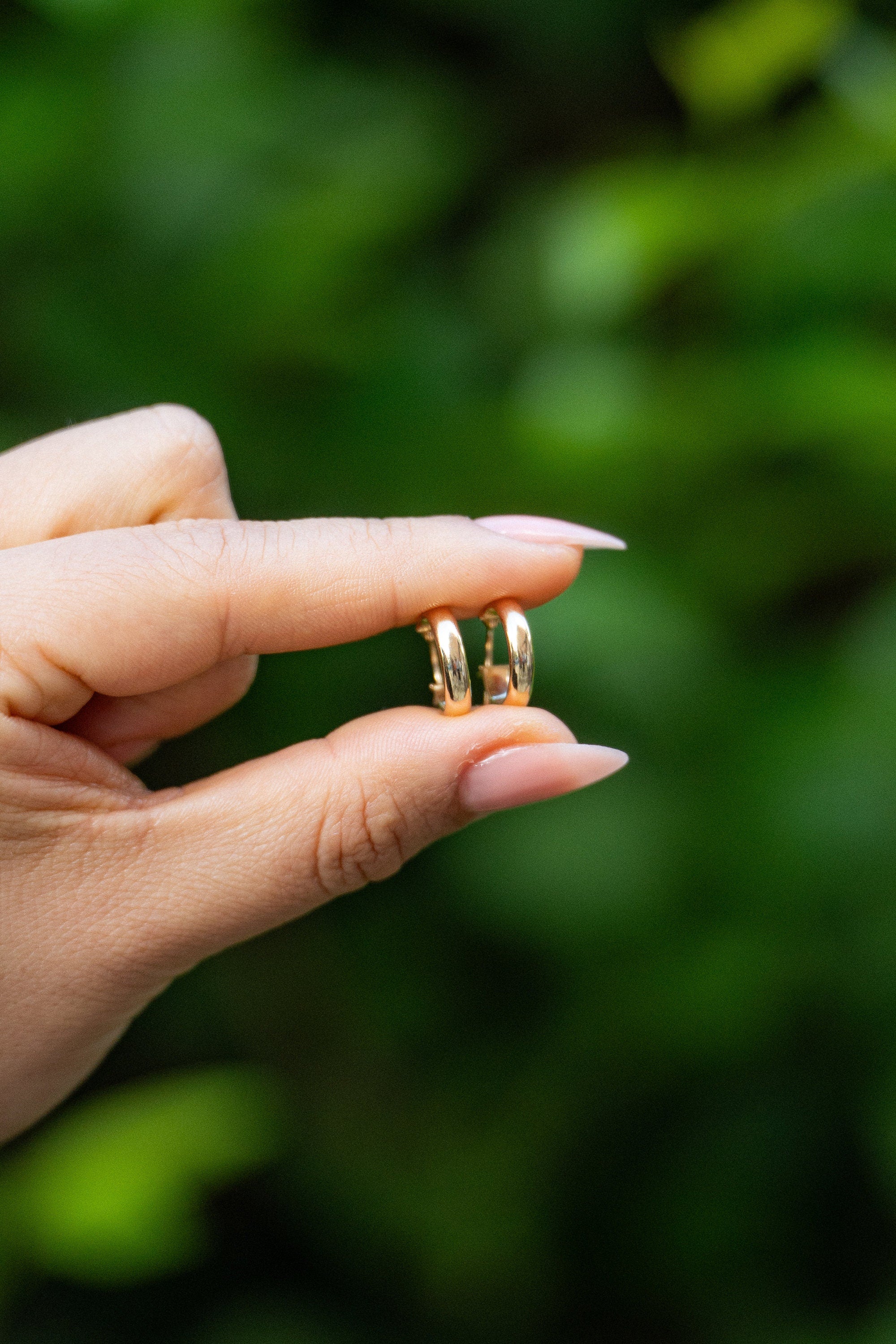 18K Solid Gold Hoop Earrings 13mm, Dainty Minimalist Gold Hoops, Small Everyday Earrings, Gift for Her