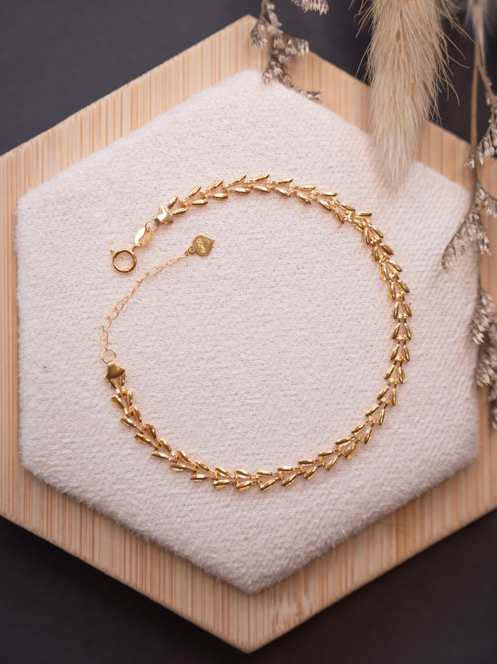 18K Solid Gold Wheat Chain Bracelet, Adjustable Gold Bracelet, Dainty Herringbone Style, Minimalist Everyday Jewelry, Gift for Her