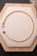 18K Solid Gold Rope Bracelet, Adjustable Au750 Gold Bracelet, Dainty Minimalist Chain Bracelet, Gift for Her