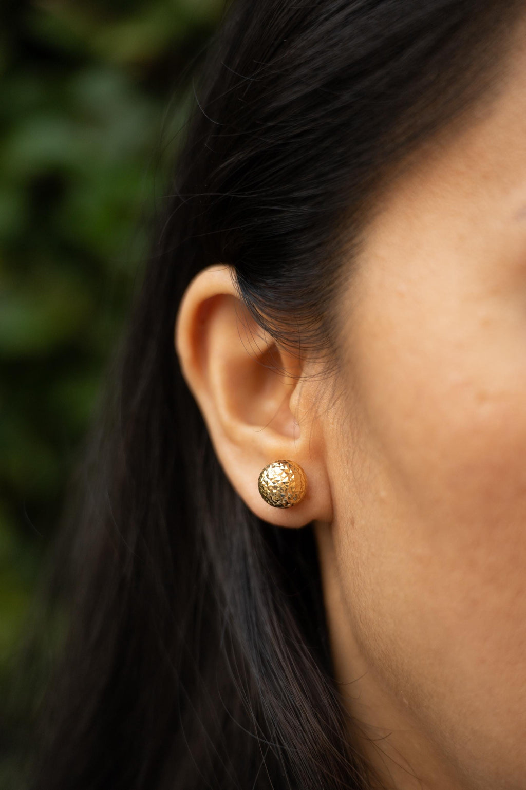 18K Solid Gold Ball Stud Earrings, 10mm Sparkly Gold Studs, Dainty Minimalist Earrings, Gift for Her