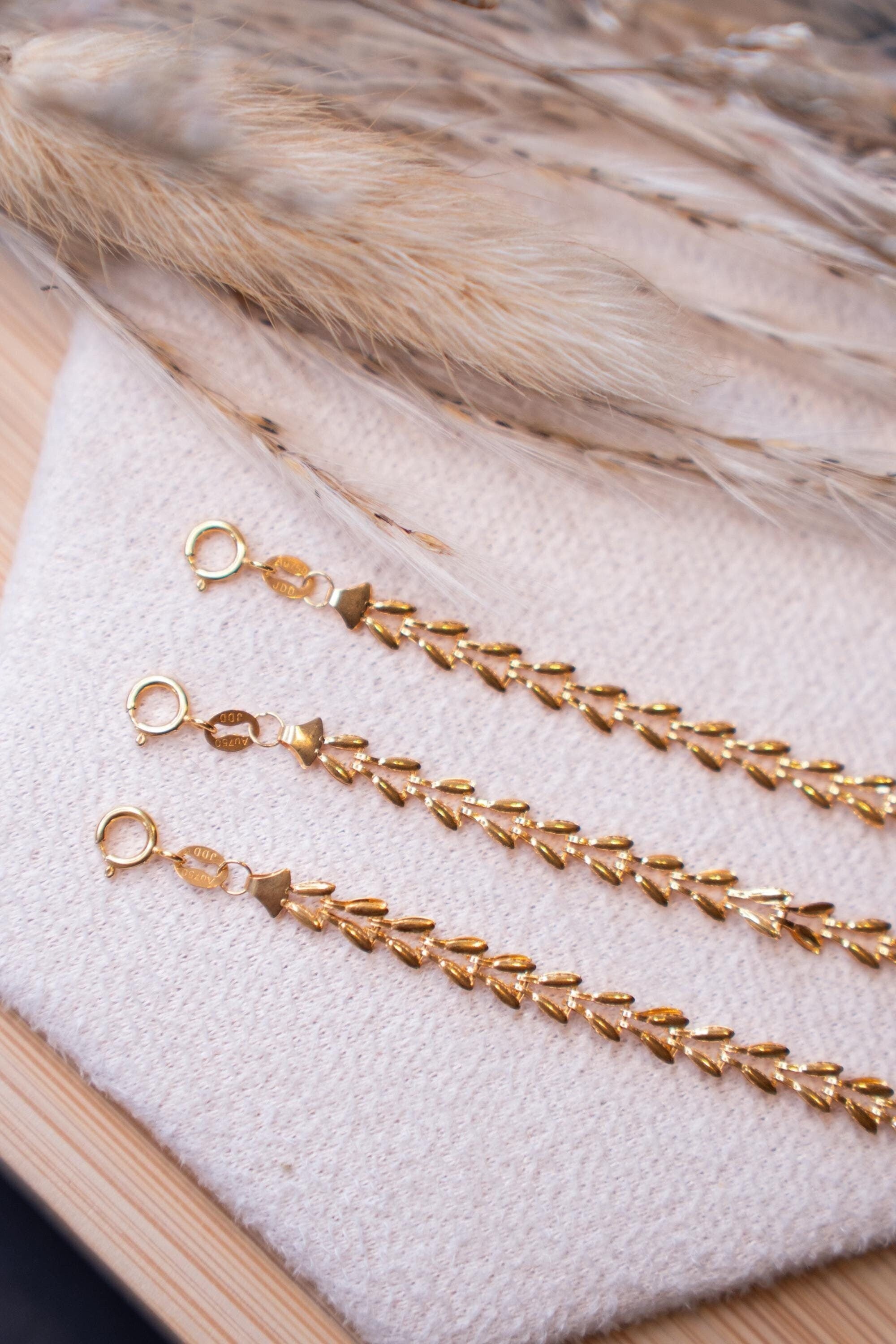 18K Solid Gold Wheat Chain Bracelet, Adjustable Gold Bracelet, Dainty Herringbone Style, Minimalist Everyday Jewelry, Gift for Her