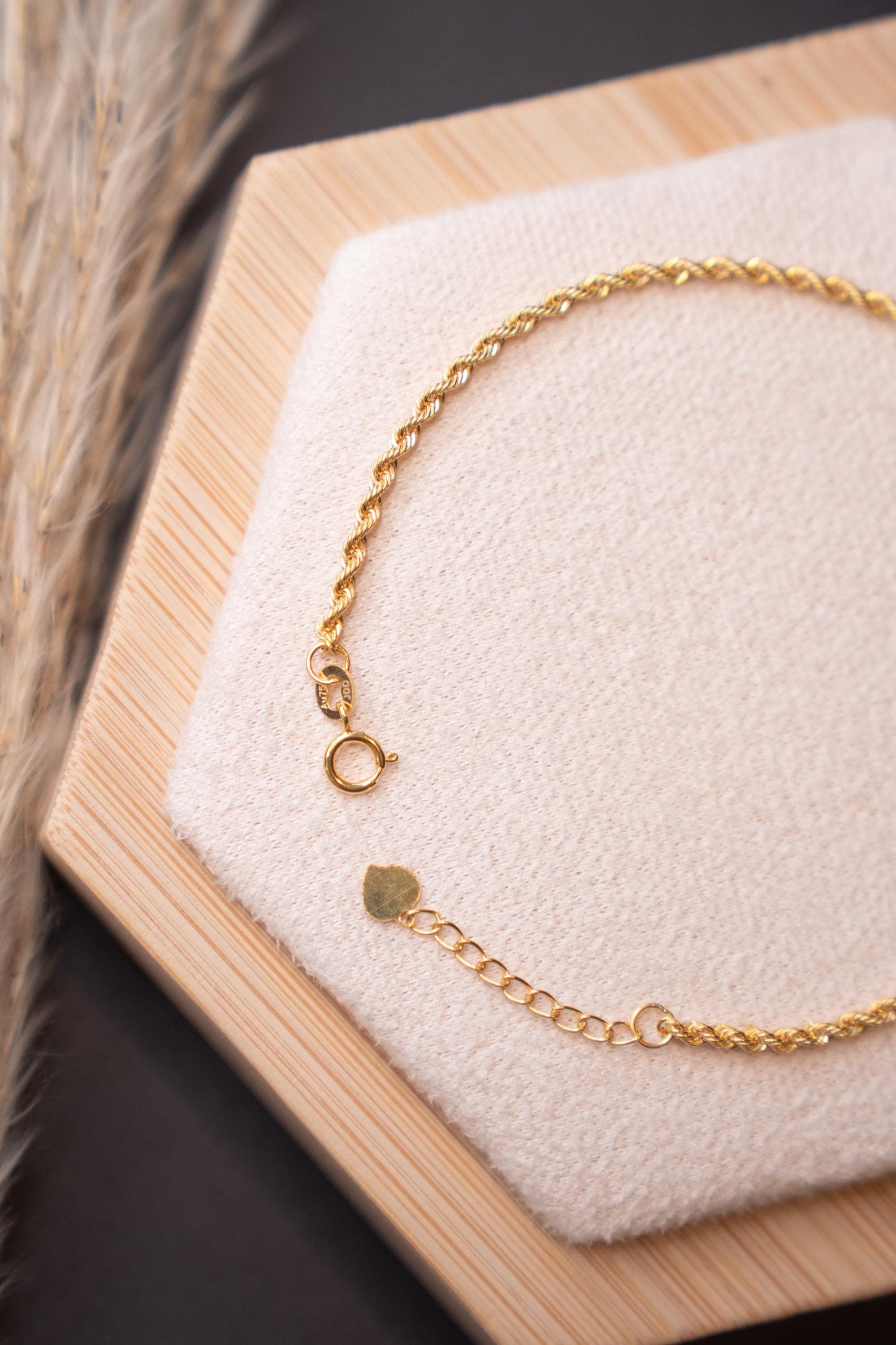 18K Solid Gold Rope Bracelet, Adjustable Au750 Gold Bracelet, Dainty Minimalist Chain Bracelet, Gift for Her