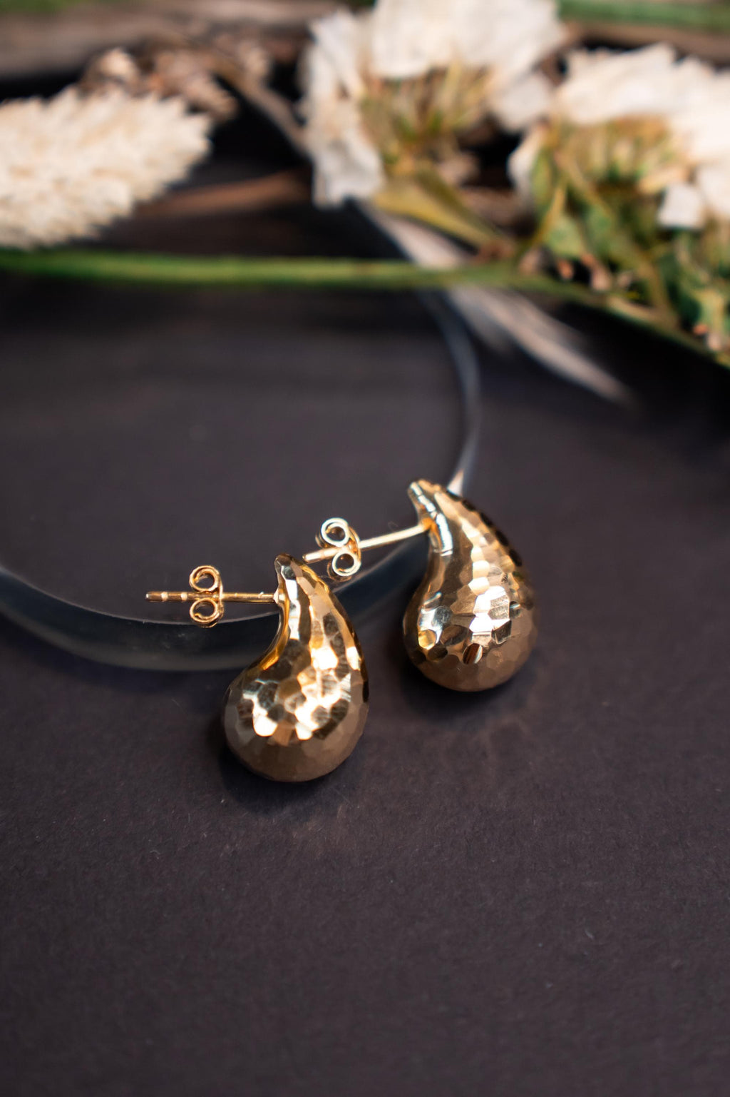 18K Solid Gold Teardrop Earrings, Sparkly Gold Drop Earrings, Dainty Minimalist Everyday Jewelry, Gift for Her