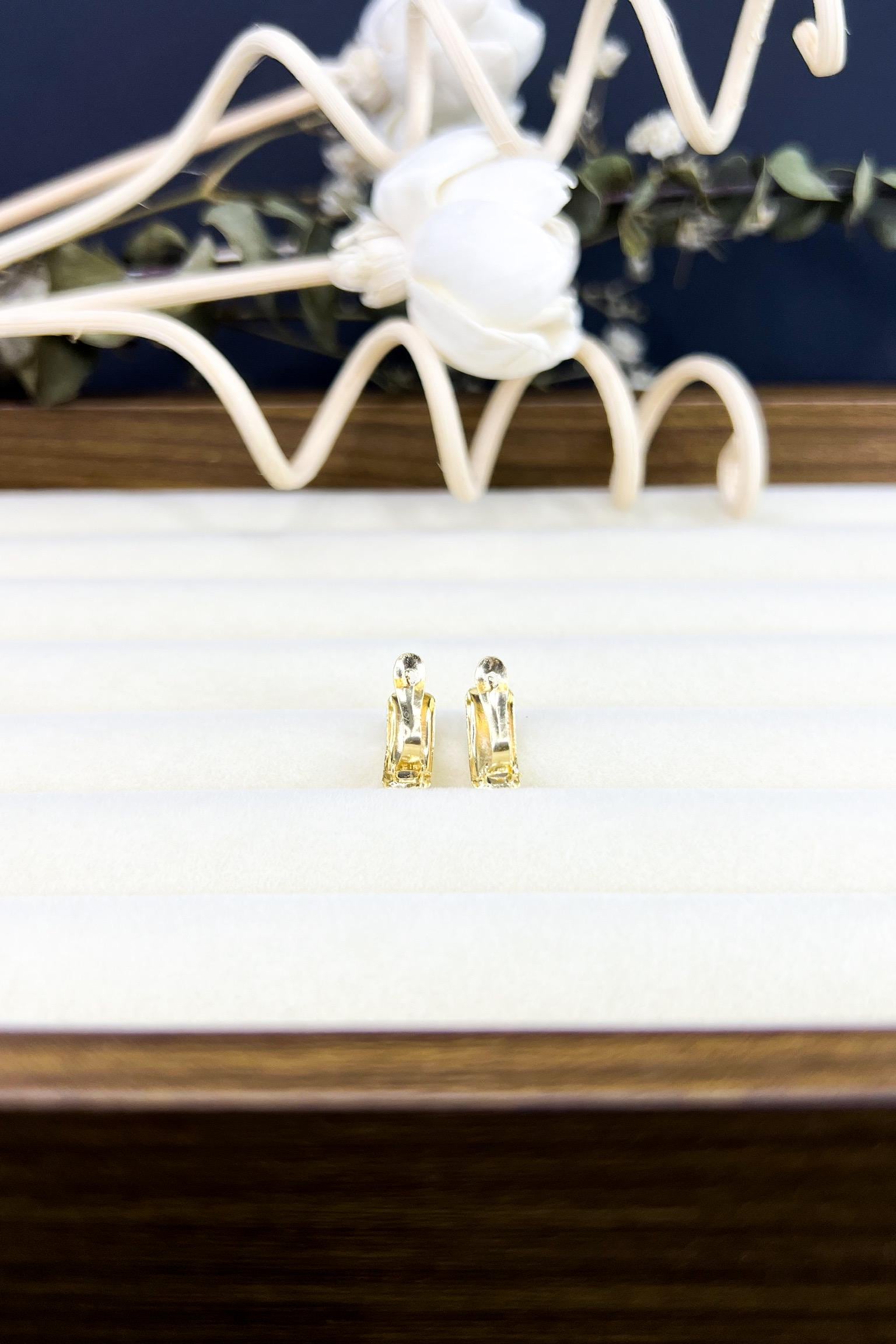 18K Solid Gold Shiny Clip On Earrings, Au750, Dainty, Petite, Gift for Her